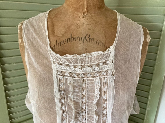 Antique Edwardian Creamy White Netted Lace Camiso… - image 9