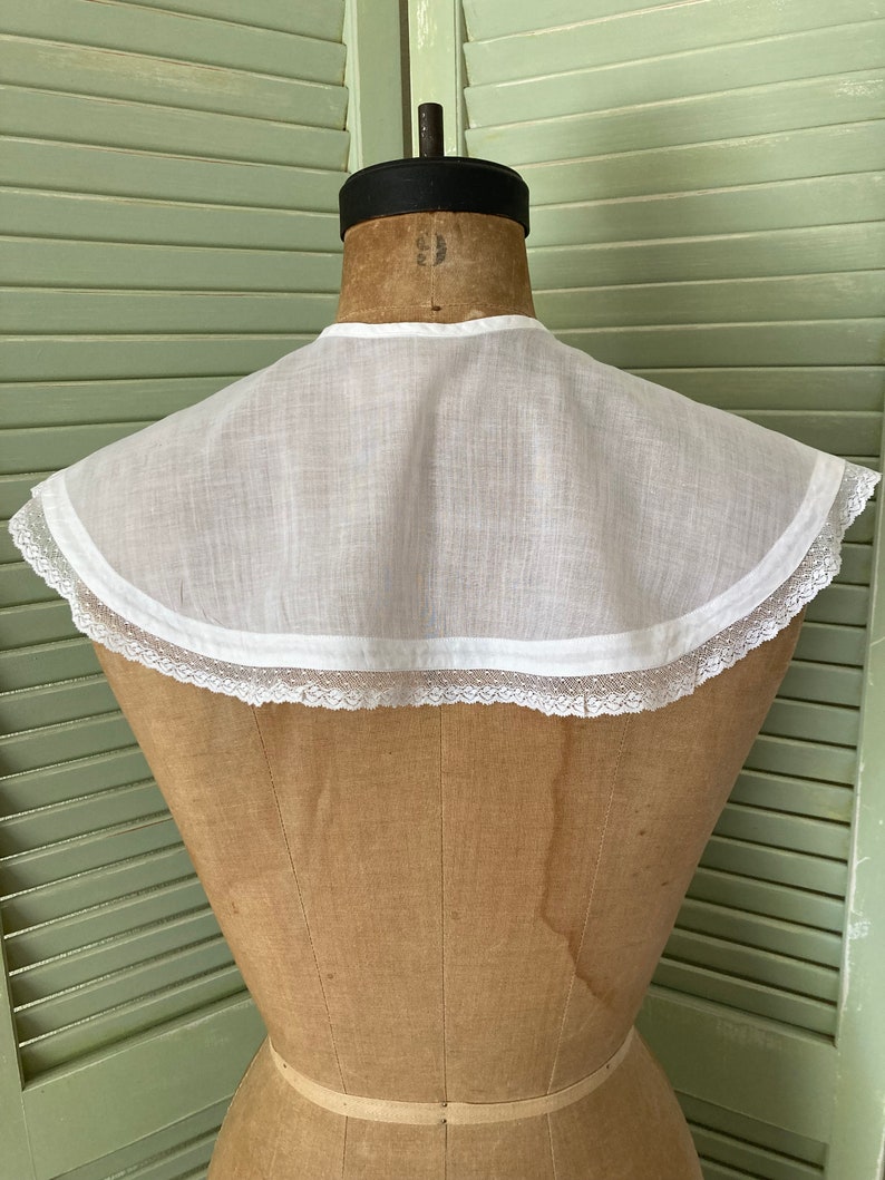 Robe longue à col en coton blanc vintage image 6