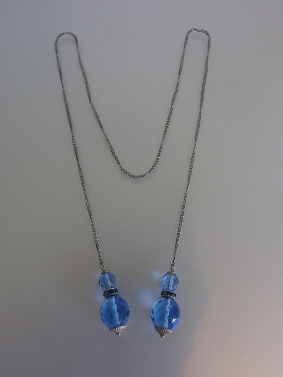 Vintage 1930's Blue Glass Lariat Necklace - image 7