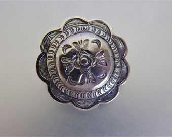 Vintage 1970's Sterling Silver Round Medallion Brooch