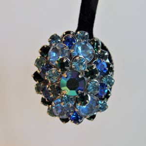 Vintage Sparkling Blue Aurora Borealis Stacked Earrings Kramer