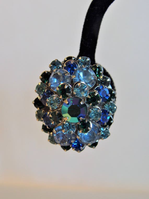 Vintage Sparkling Blue Aurora Borealis Stacked Ear