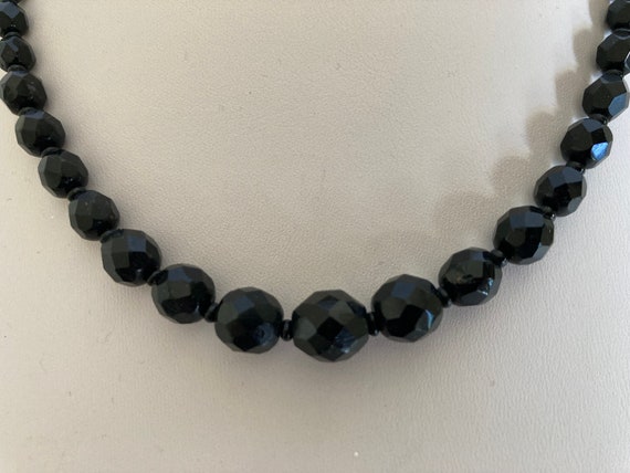 Vintage 1930's Faceted Black Glass Bead Necklace - image 3