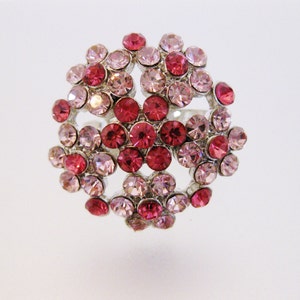 Vintage Pink & Red Rhinestone Statement Ring