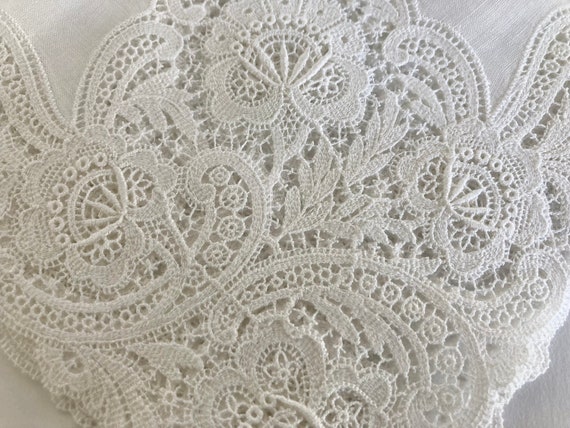 Vintage White Cotton Lace Wedding Hankie - image 3