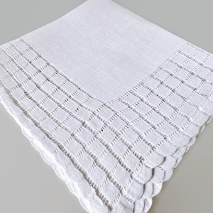 Vintage White Cotton Openwork Design Hankie