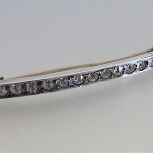 Antique Sterling Clear Rhinestone Bar Pin Brooch Jewelry | Vintage Sterling Silver Bar Pin Jewellery | 1920&#39;s Sterling Jewelry | Gift