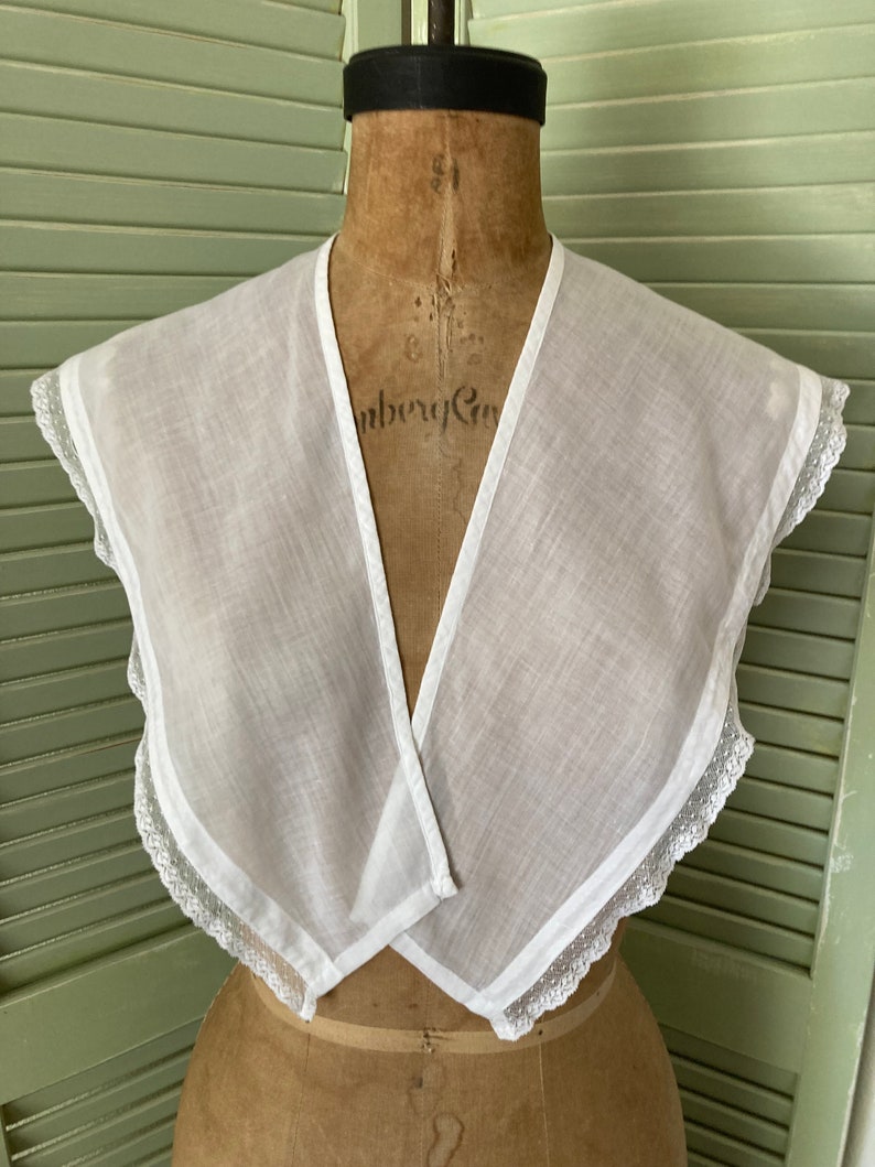 Robe longue à col en coton blanc vintage image 3