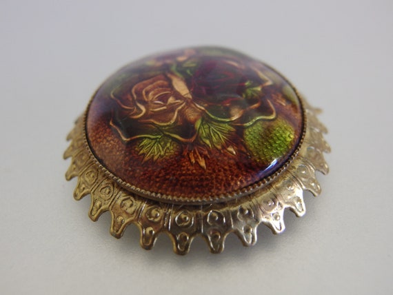 Vintage 1930's Floral Enamel Brooch - image 2