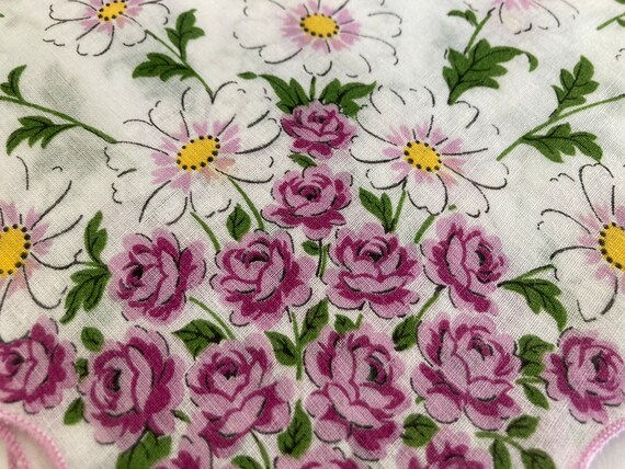 Vintage Purple Floral Printed Ladies Hankie - image 6