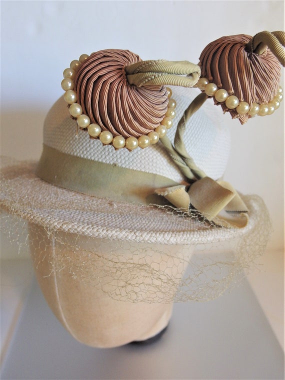 Vintage 1930's OOAK Ladies Straw Hat with Styiliz… - image 10