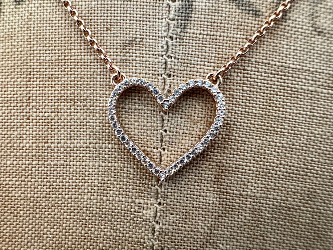 Pamm Kate Vintage Kate Spade Clear Rhinestone Heart Pendant Necklace - Etsy