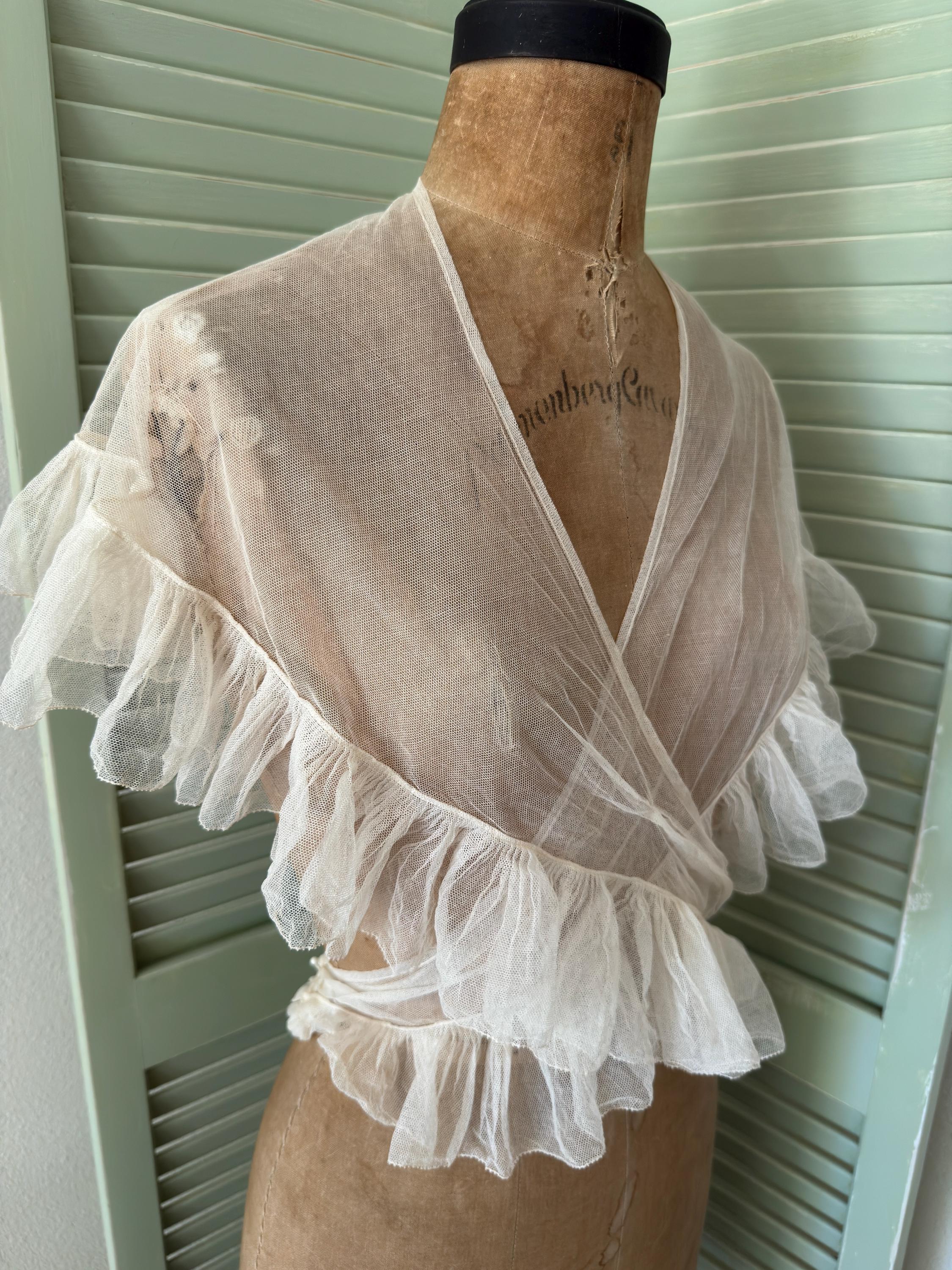 Antique Creamy off White Tulle Mesh Fichu - Etsy