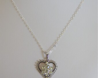 Pendentif Cœur En Argent 925 Vintage Années 1970 - Neuf Avec étiquettes - Longueur 2.3 Cm - Style Rétro