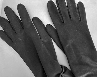Guantes fruncidos Hansen negros vintage de 1960