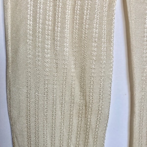 Antique Edwardian Creamy White Ladies Silk Patterned Stockings image 4