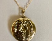 Vintage 14K GF Repousse Locket Necklace