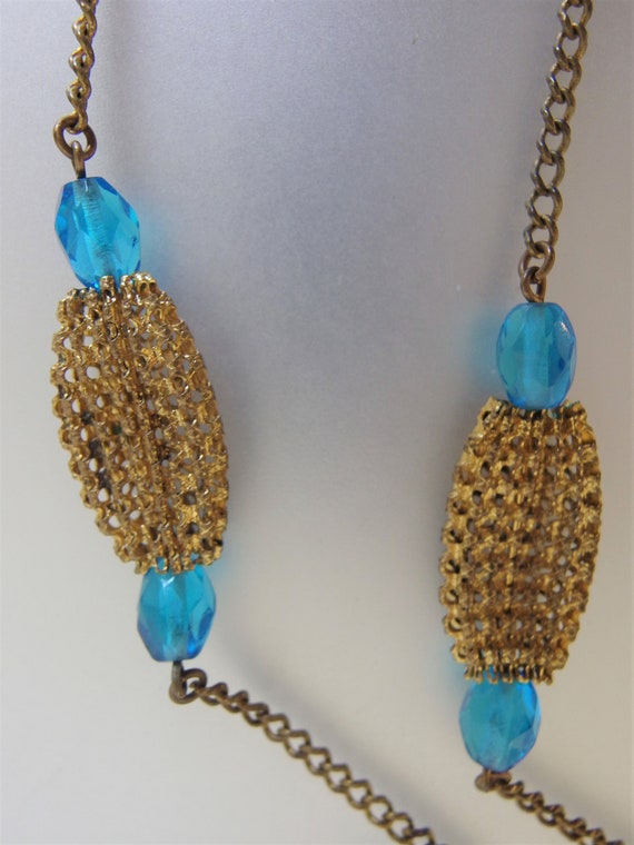 Vintage 1940s Gold Mesh Bead Necklace | Ladies Bl… - image 1