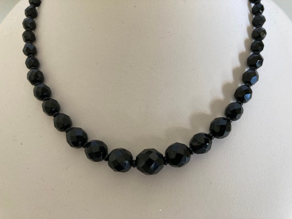 Vintage 1930's Faceted Black Glass Bead Necklace - image 6