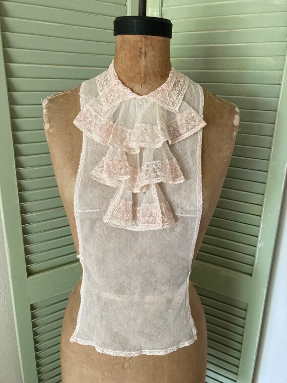 Vintage Pink Ruffled Jabot Collar Dress Gem