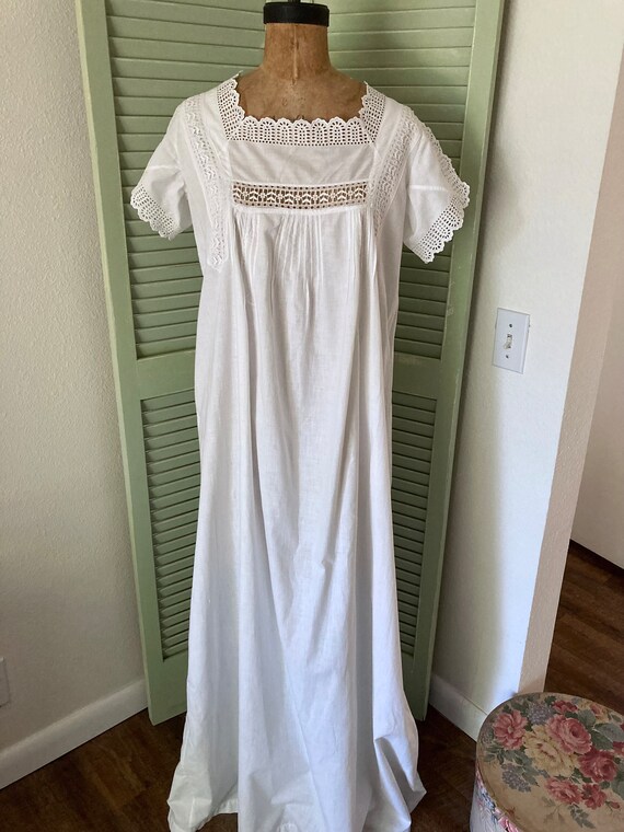 Antique Edwardian White Cotton Lace Insert Ladies… - image 3