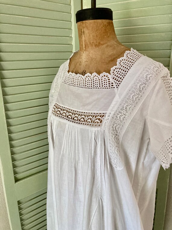 Antique Edwardian White Cotton Lace Insert Ladies… - image 6