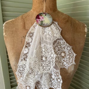 Antique Edwardian Fancy Irish Crochet Lace Jabot
