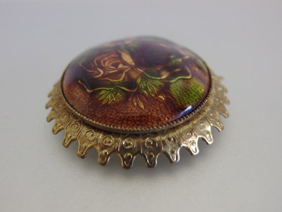 Vintage 1930's Floral Enamel Brooch - image 4