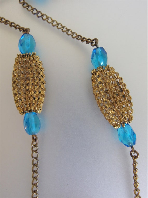 Vintage 1940s Gold Mesh Bead Necklace | Ladies Bl… - image 8