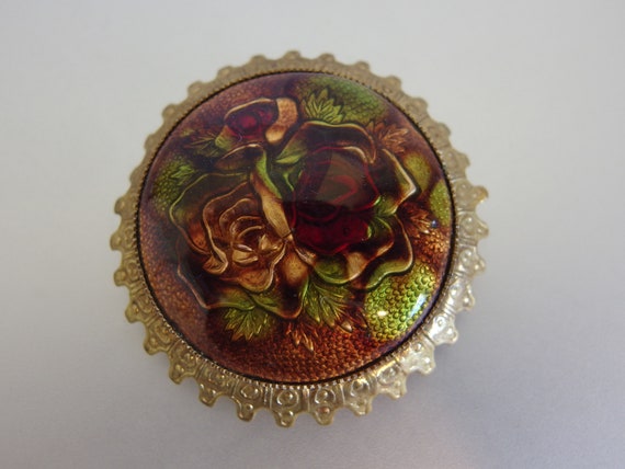 Vintage 1930's Floral Enamel Brooch - image 1