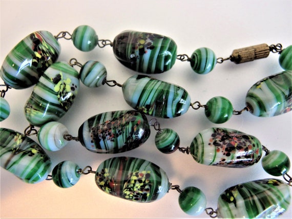 Vintage Art Glass Bead Necklace - image 2