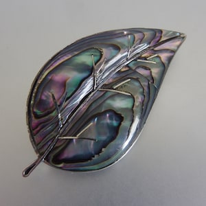 Vintage jaren 1970 Sterling Silver Shell Leaf Broche