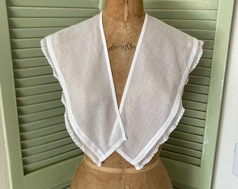 Vintage White Cotton Long Dress Collar