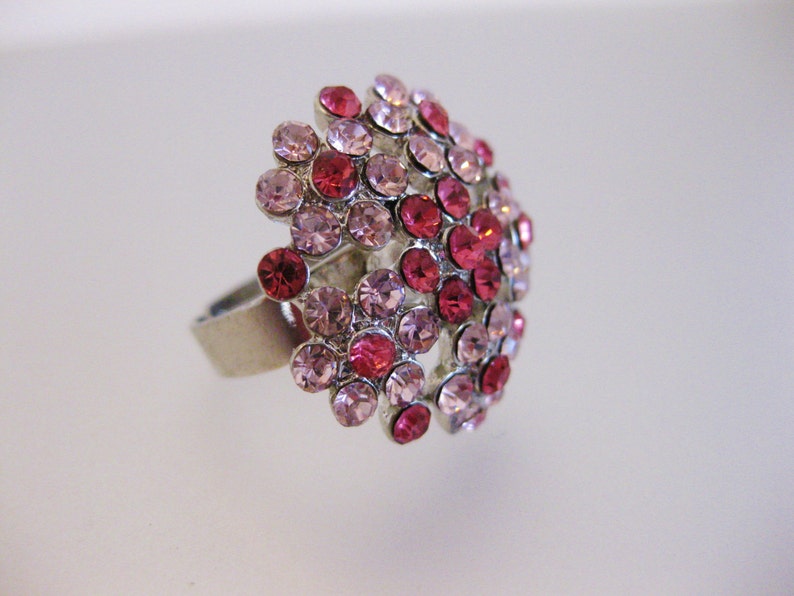 Vintage Pink & Red Rhinestone Statement Ring - Etsy