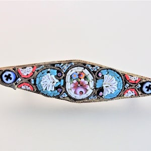 Vintage Antique Micro Mosaic Italian Signed Brooch Pin
