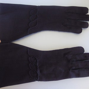 Vintage 1960's Wide Cuff Black Nylon Gloves New Old Stock