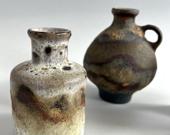 RUSCHA ceramic vases, in beige and brown shades, Mid century vintage retro, 1960s-70s, West Germany, WGP