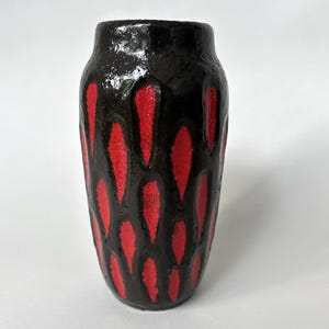 Fat Lava SCHEURICH ceramic vase black, red, fat lava era, 1950s-60s vintage, mid century, West German pottery WGP