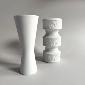 White vintage porcelain vase, Op Art, relief, bisque, 1960s, KPM Bavaria and Hutschenreuther Germany
