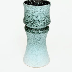 Vase vintage en céramique Albert Kiessling, poterie d'atelier allemande des années 1950, glaçure turquoise et noire, style moderne du milieu du siècle