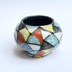 Mid-Century Modern Studio Keramik Vase | West German Pottery Style | abstraktes geometrisches Design | c. 1950s 1960s, Vintage, Sammlerstück