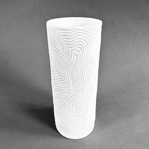 HUTSCHENREUTHER white bisque porcelain vase, vintage, Op Art, 1960s-70s, Germany