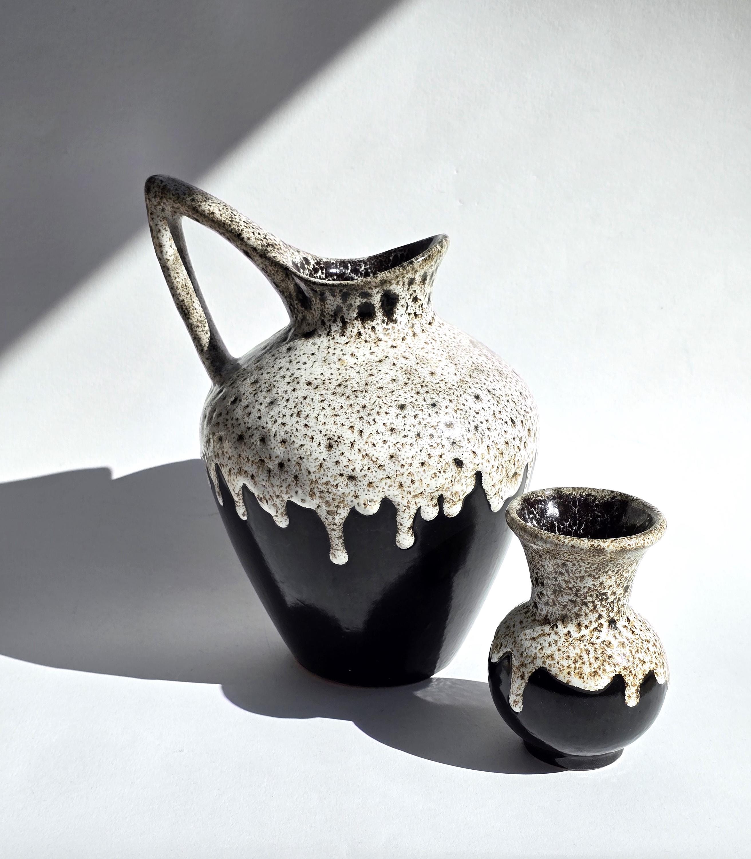 ES KERAMIK Ceramic Fat Lava Vase, Black and White, Emons Und Söhne