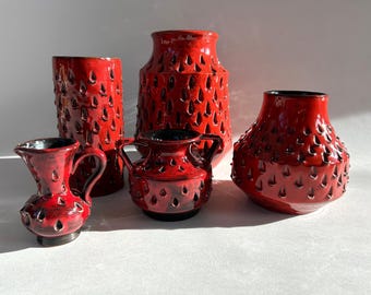 FRATELLI FANCIULLACCI レッドストロベリー花瓶、ミッドセンチュリー