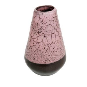 ELSTERWERDA ceramic Vase, brown pink glaze with crackle effect, DDR Pottery, fat lava era, 1950s 60s, Vintage retro home decor, Gift Idea