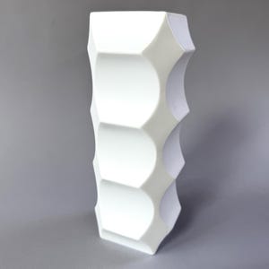 HUTSCHENREUTHER white bisque porcelain vase Archais Series, design by H. Fuchs, vintage, Op Art, 1960s-70s, Germany