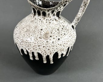 ES KERAMIK ceramic Fat Lava vase, Black and white, Emons und Söhne, 1960s, Mid Century Modern, West Germany Pottery WGP