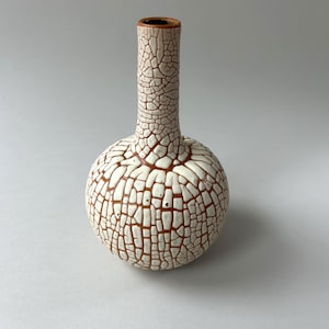 Studio ceramic vase by Albert Kiessling, collectible, Snake Skin Glaze, 1950s-60s vintage, mid century, East German Pottery