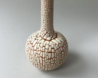 Studio ceramic vase by Albert Kiessling, collectible, Snake Skin Glaze, 1950s-60s vintage, mid century, East German Pottery