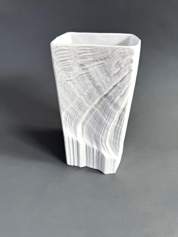 ROSENTHAL Studio Linie weiße Relief Porzellan Vase, Design Freyer, postmodern, 1980er Jahre, Deutschland, minimalistisch, vintage home decor
